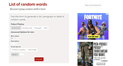 Desktop Screenshot of listofrandomwords.com